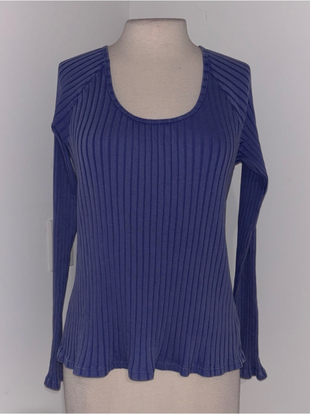 Knox Rose Lavender Ribbed Scoop Neck Long Sleeve Top #225